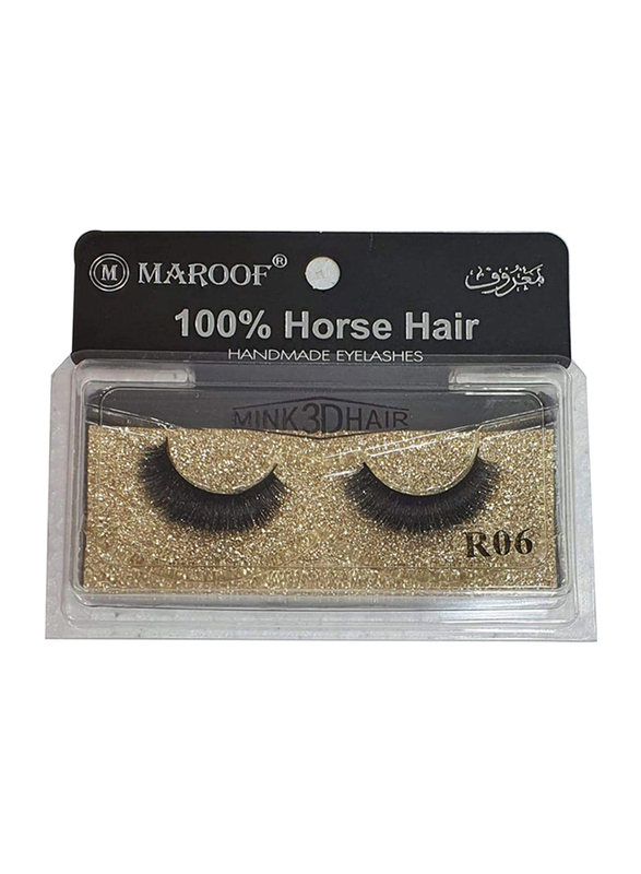 Maroof Mink 3D Hair Handmade Eyelashes, R06 Black, Black